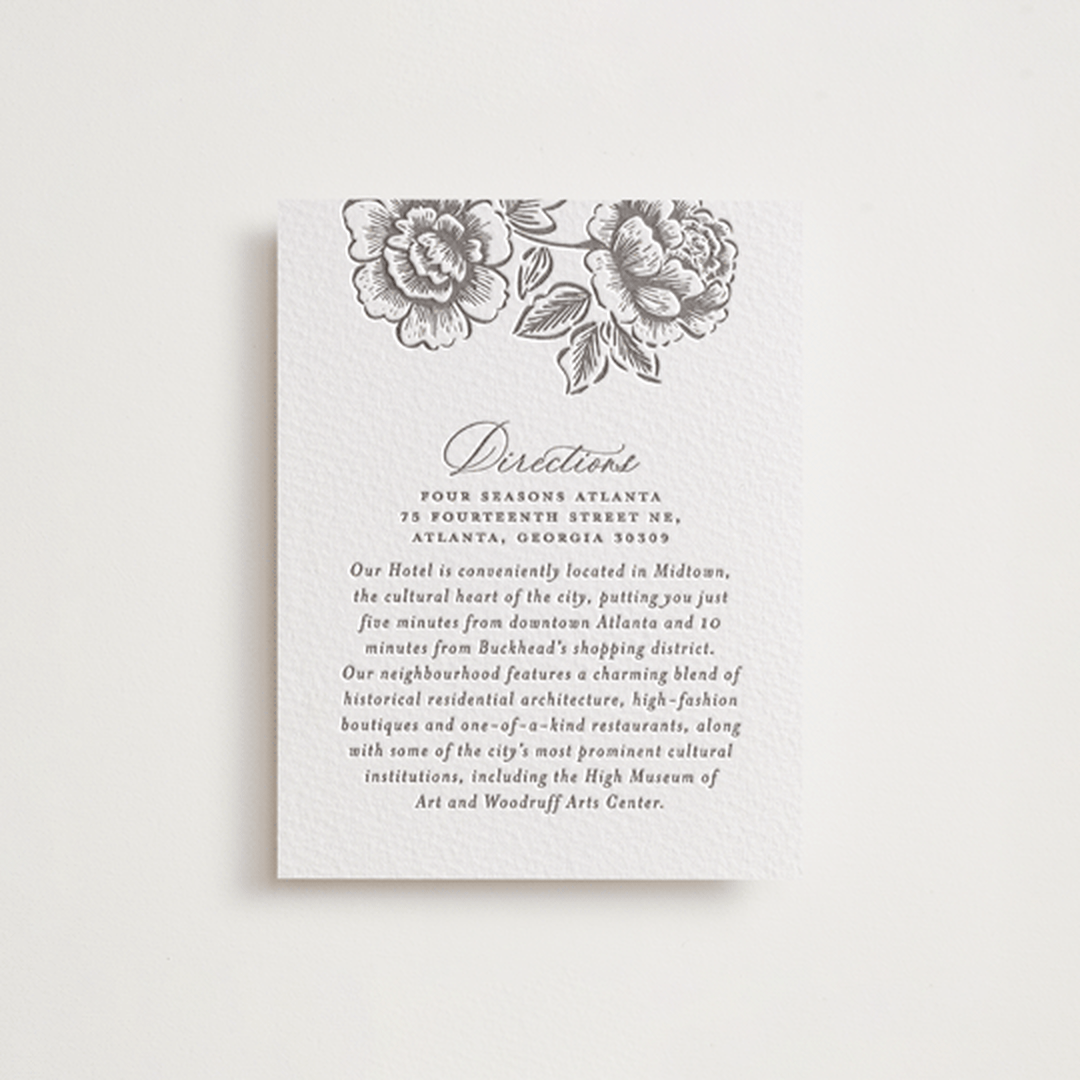 "Wedding Press" - Letterpress Direction Cards in Graphite by Chris Griffith - Front