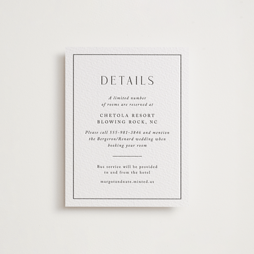 "Minimalist Monogram" - Letterpress Direction Cards in Soft Black by Olivia Raufman - Front