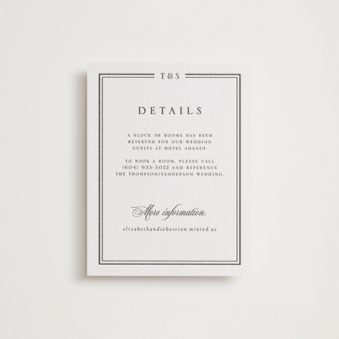 "Classic Frame" - Letterpress Direction Cards in Soft Black by Nicole Walsh - Front