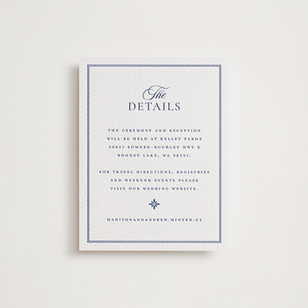 "Tiled" - Letterpress Direction Cards in Lapis by Angela Garrick - Front