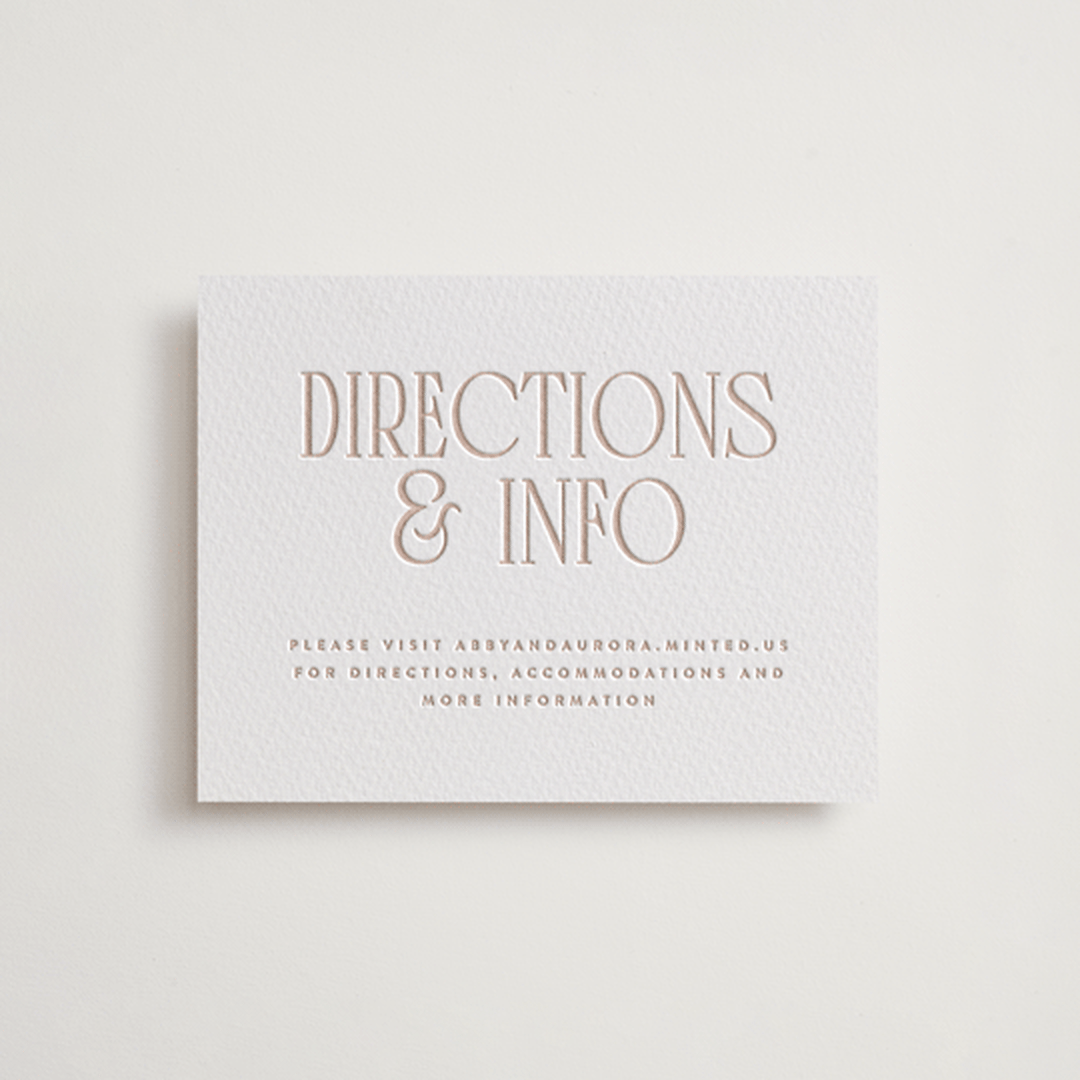 "title" - Letterpress Direction Cards in Latte by JoAnn Jinks - Front