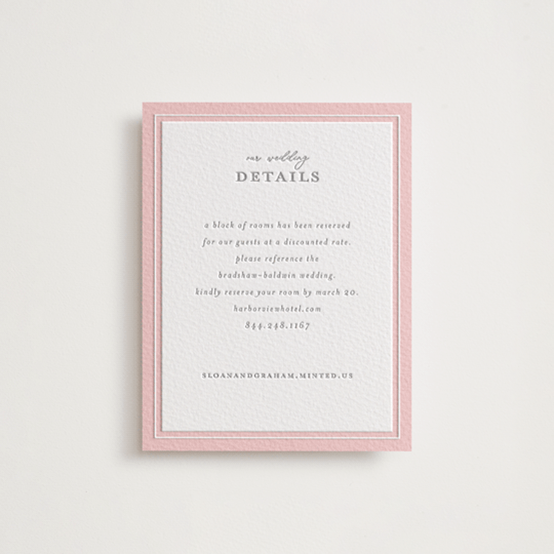 "Hydrangea Blooms" - Letterpress Direction Cards in Blush by Paula Pecevich - Front