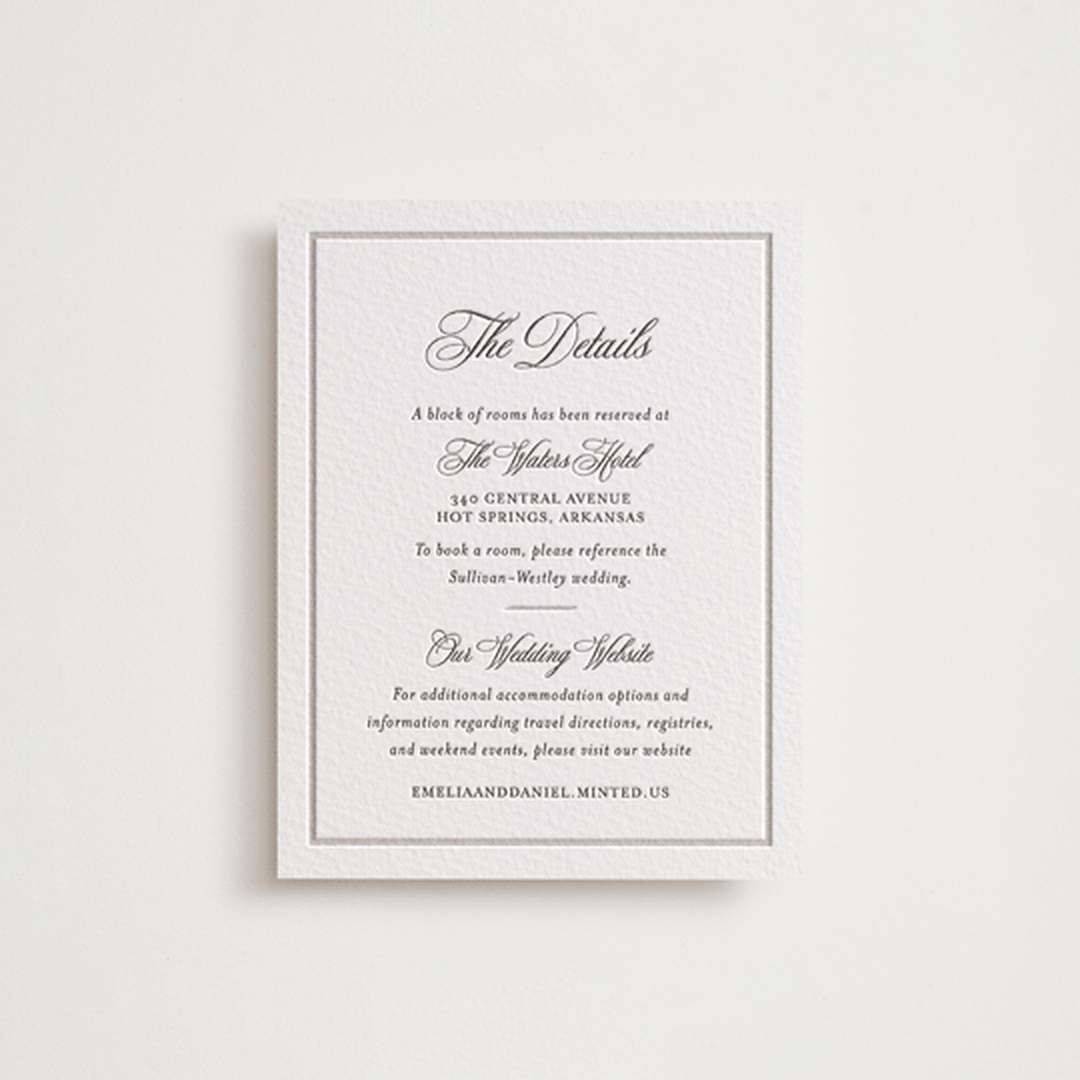 "Royal" - Letterpress Direction Cards in Soft Black by Melinda Denison - Front