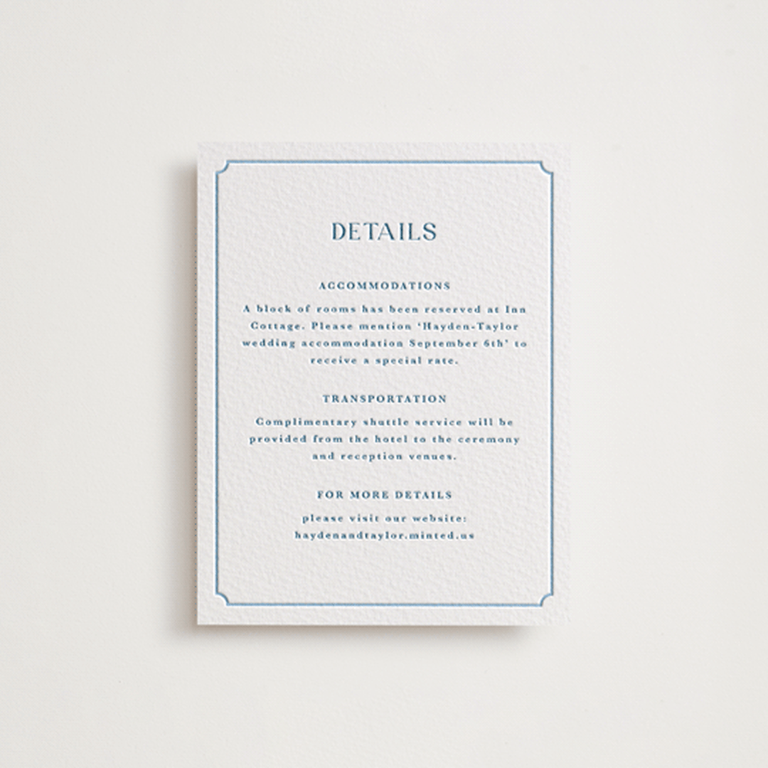 "Flowers monogram" - Letterpress Direction Cards in Sky Blue by Cass Loh - Front