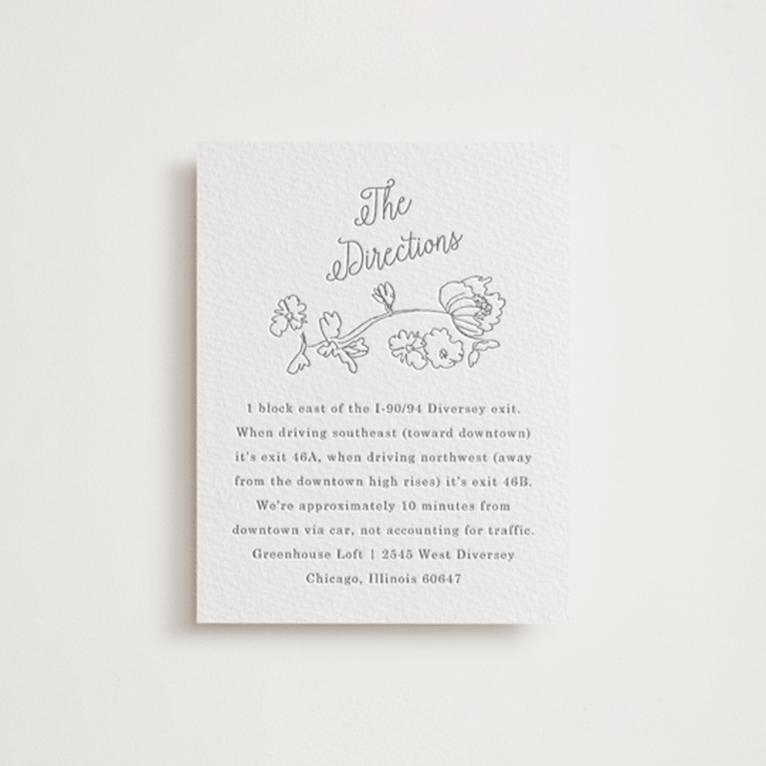 "Note" - Letterpress Direction Cards in Gravel by Baumbirdy - Front