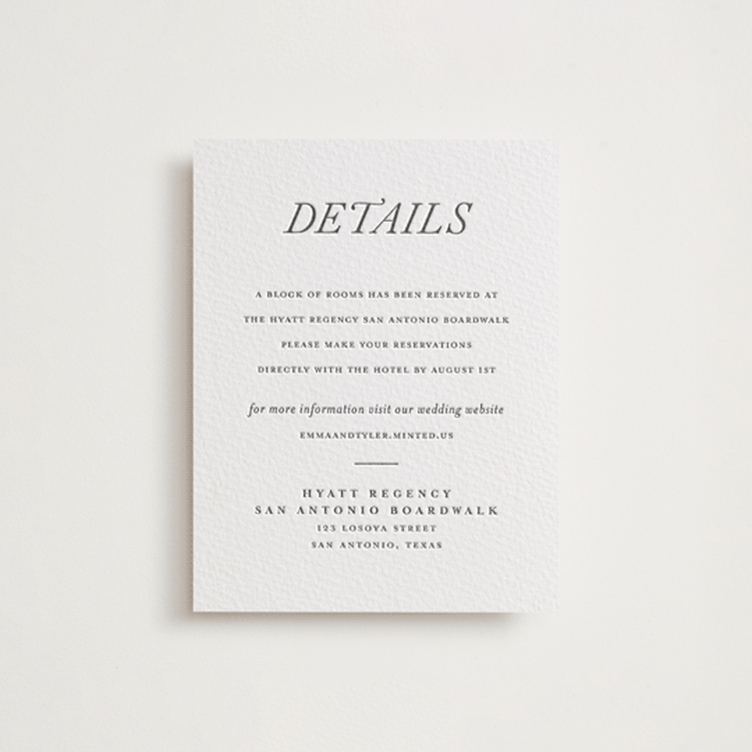 "Magnolia" - Letterpress Direction Cards in Pewter by Eric Clegg - Front