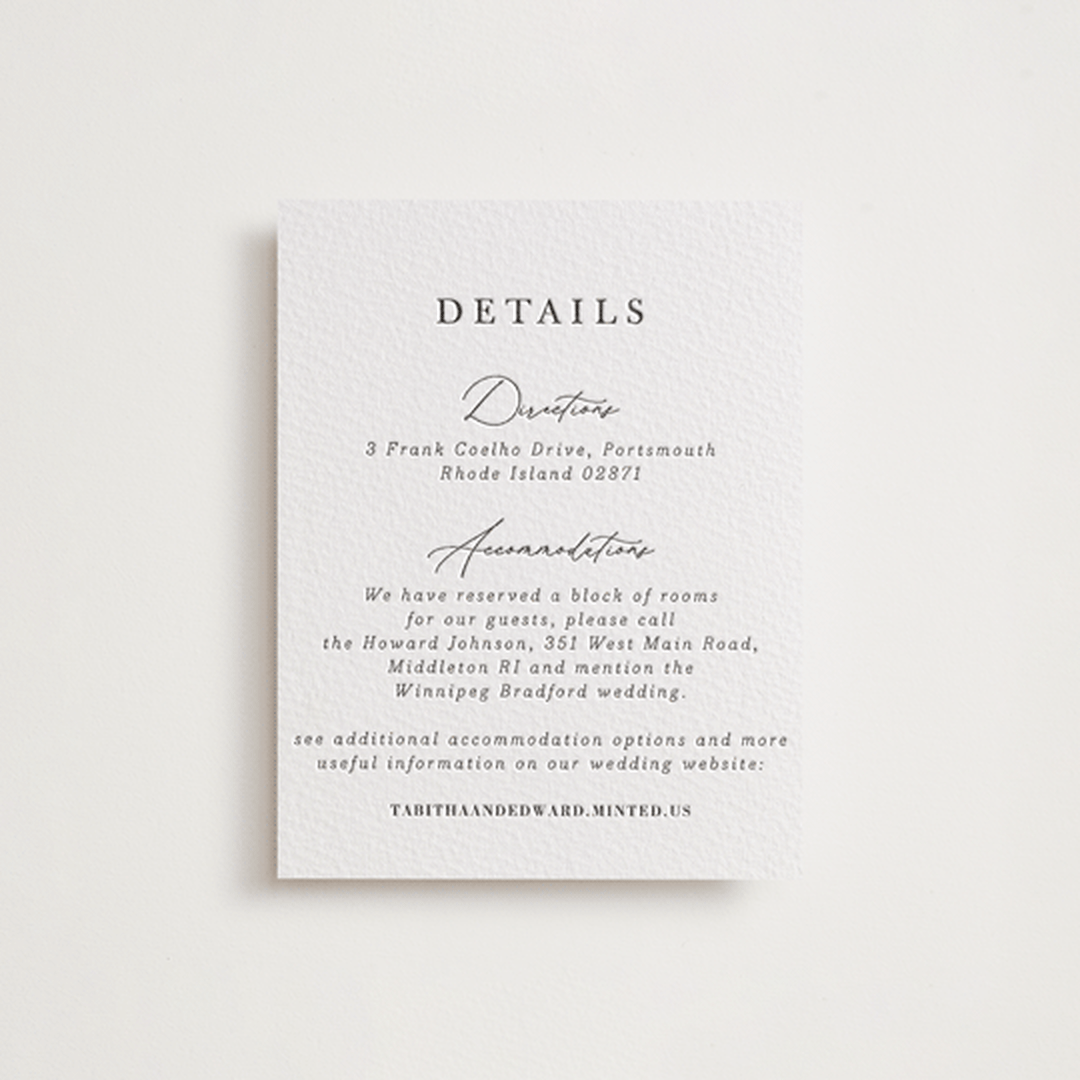 "modern classic" - Letterpress Direction Cards in Soft Black by Tamara Hilje - Front