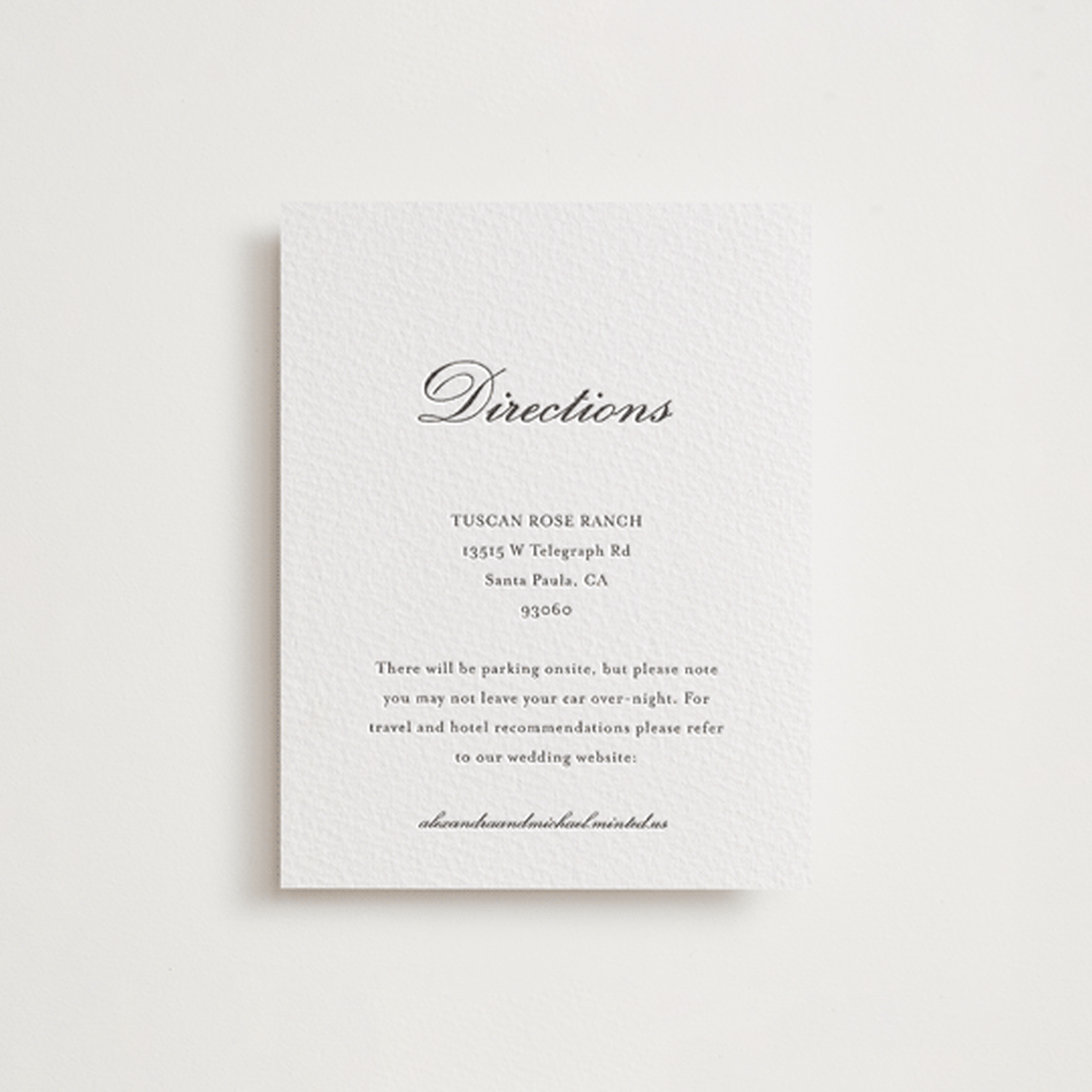 "Finely" - Letterpress Direction Cards in Soft Black by Ani Somi - Front