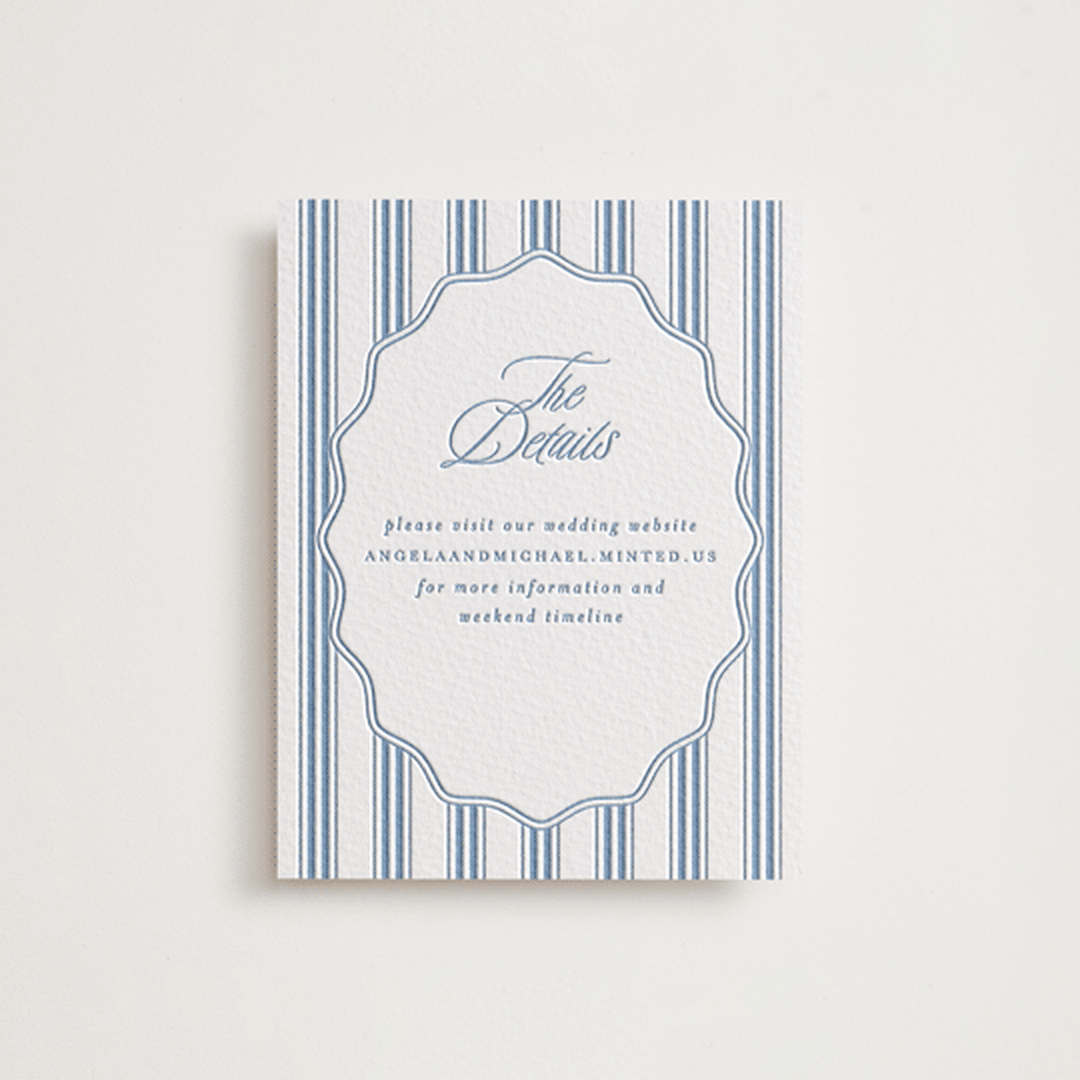 "Stately" - Letterpress Direction Cards in Provincial Blue by Creo Study - Front
