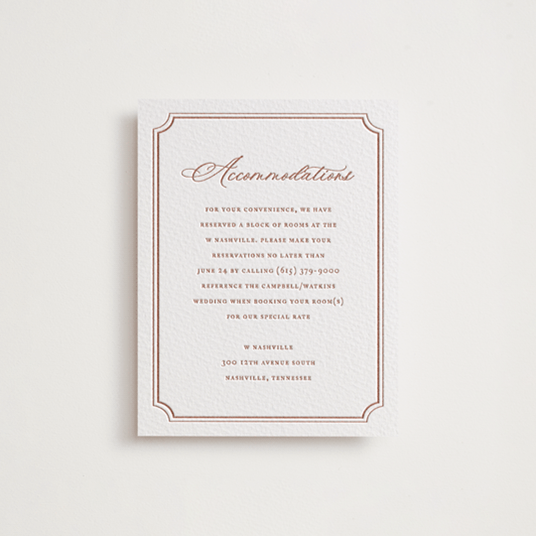 "Avery" - Letterpress Direction Cards in Dusty Rose by Jennifer Postorino - Front