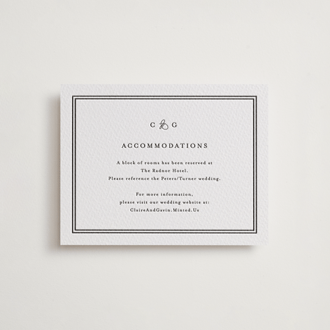 "Timeless Together" - Letterpress Direction Cards in Soft Black by Carolyn MacLaren - Front