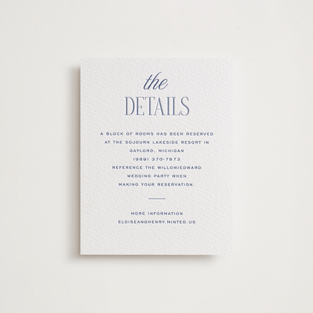 "Threaded" - Letterpress Direction Cards in Periwinkle by Pixel and Hank - Front