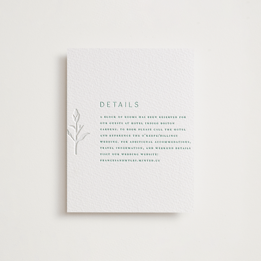"Perennial" - Letterpress Direction Cards in Cucumber by Amy Kross - Front