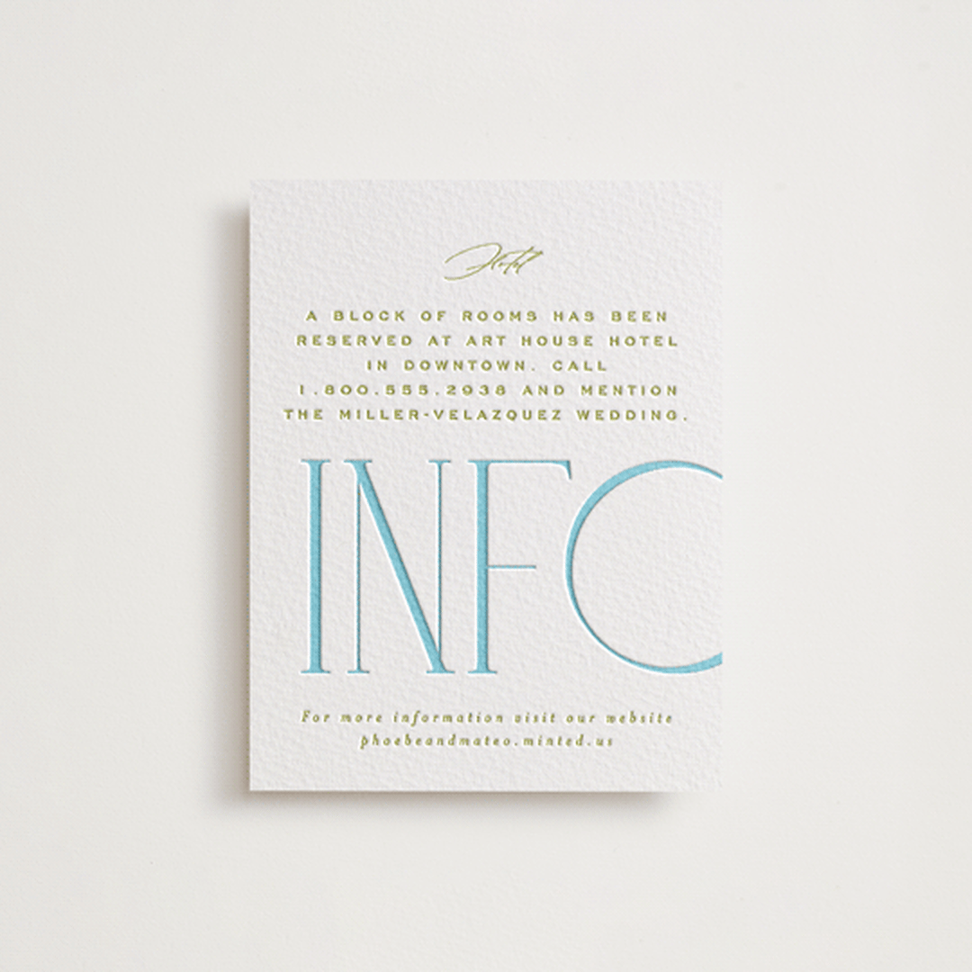 "Numerical" - Letterpress Direction Cards in Pool by Owl and Toad - Front