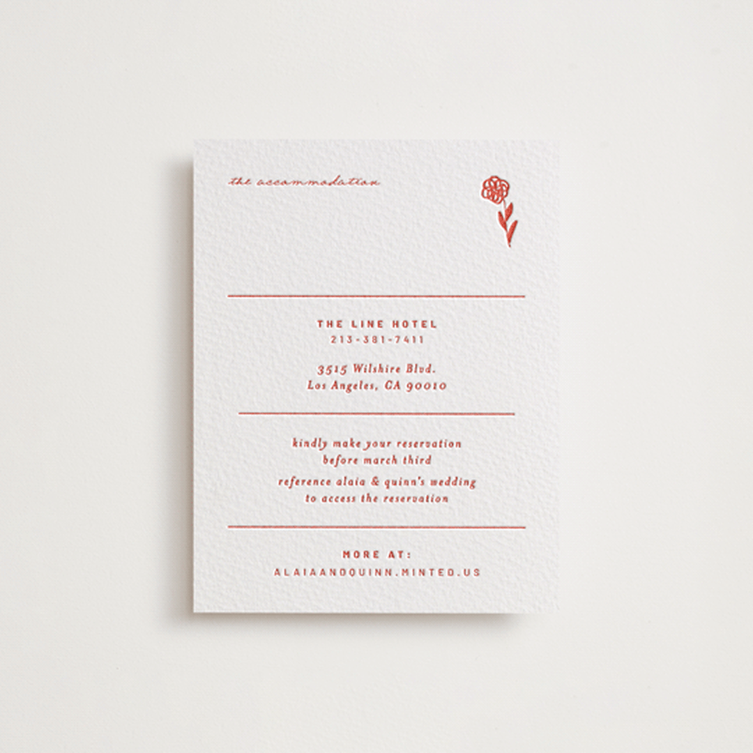 "Alaia" - Letterpress Direction Cards in Verona Sunset by Blustery August - Front