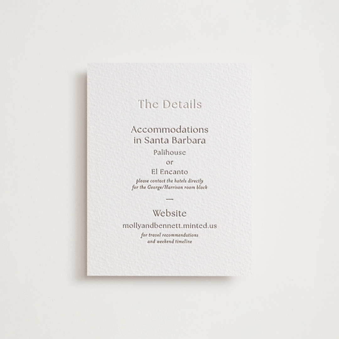 "Perriand" - Letterpress Direction Cards in Coffee by Megan Davis - Front