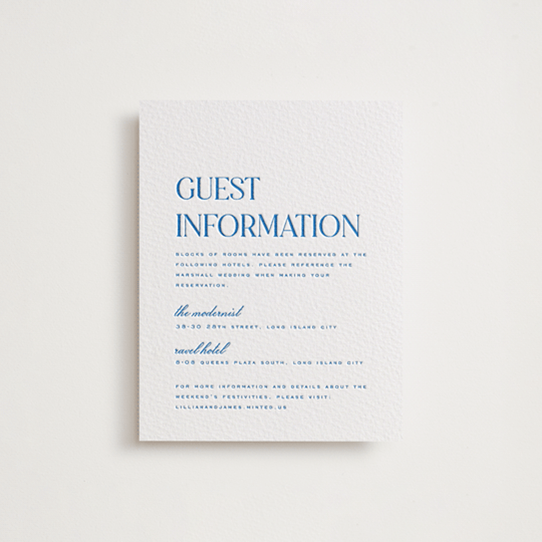 "Clarity" - Letterpress Direction Cards in Sapphire by Heather Cairl - Front