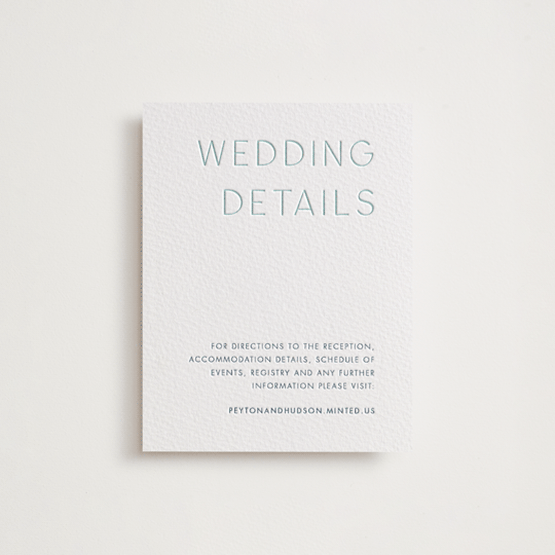 "Juniper" - Letterpress Direction Cards in Turquoise by Blustery August - Front