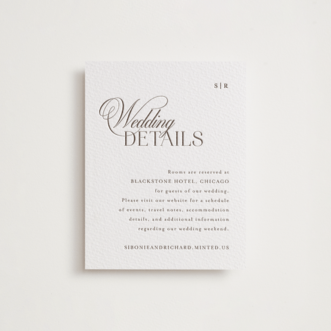 "Sibonie" - Letterpress Direction Cards in Coffee by Melanie Kosuge - Front