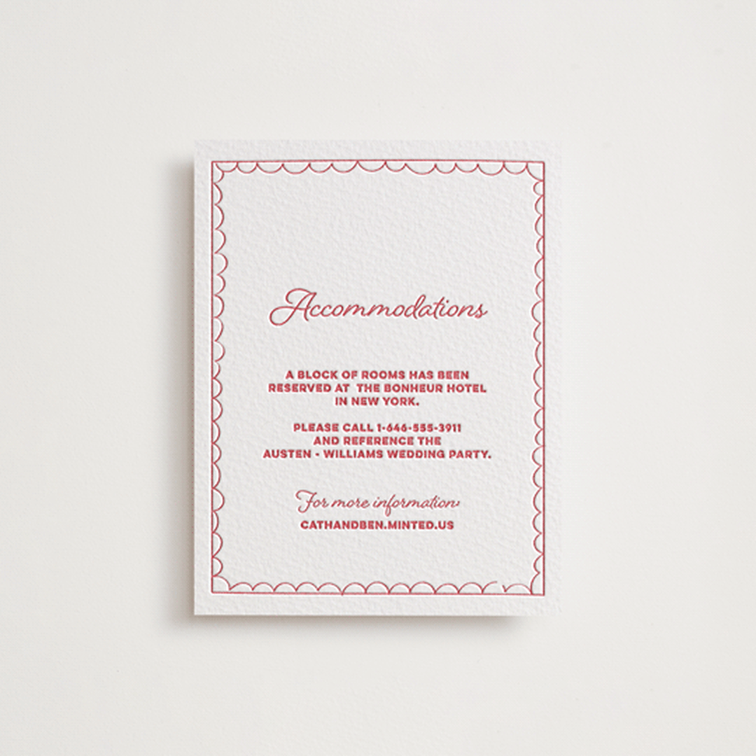 "Crazy Little Thing Called Love" - Letterpress Direction Cards in Scarlet by Helena Vitto - Front