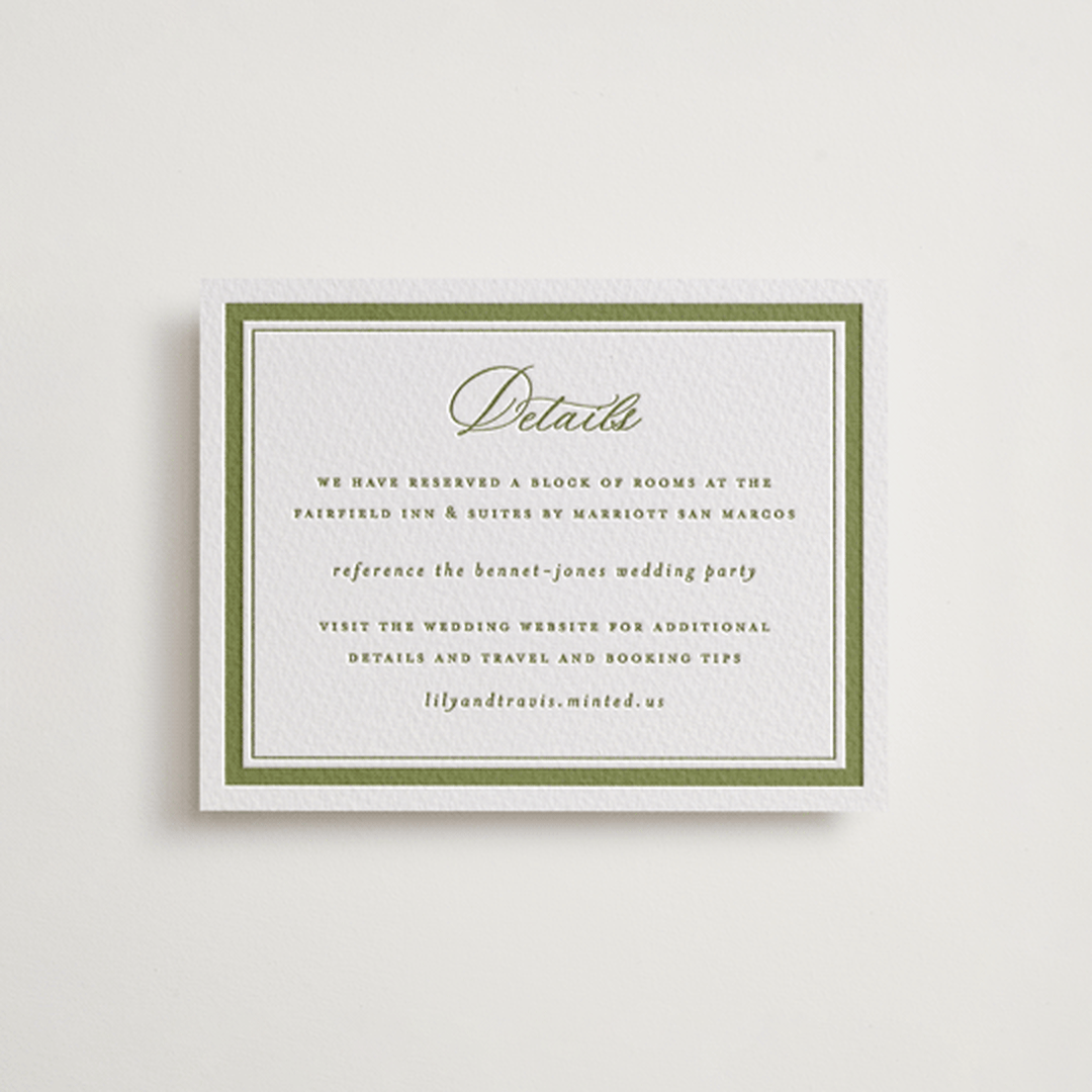"Ethereal gardens" - Letterpress Direction Cards in Pistachio by Sarah Knight - Front
