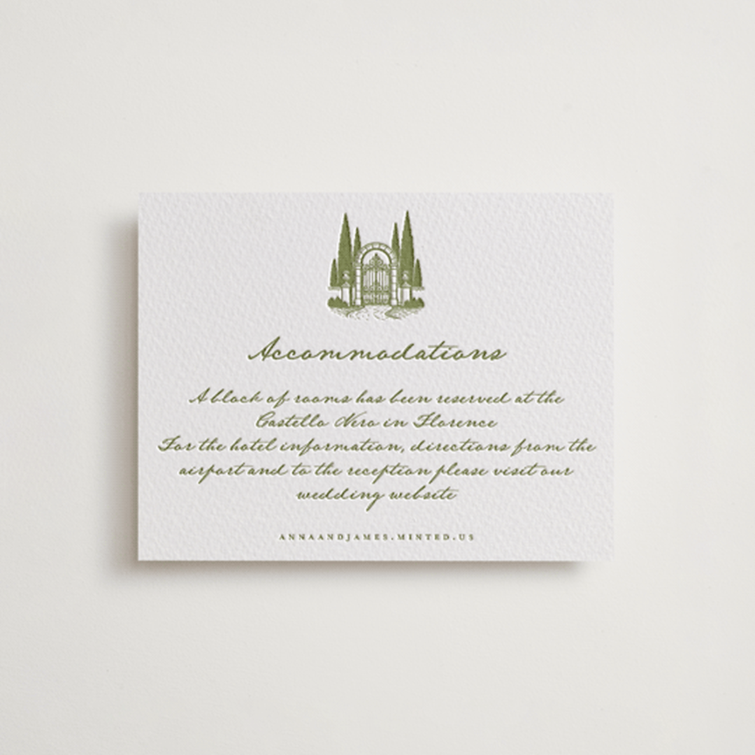 "Villa" - Letterpress Direction Cards in Pistachio by Maja Cunningham - Front