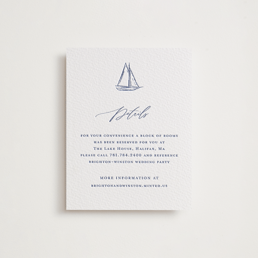 "Mariner" - Letterpress Direction Cards in Indigo by Jelena Vuletic - Front