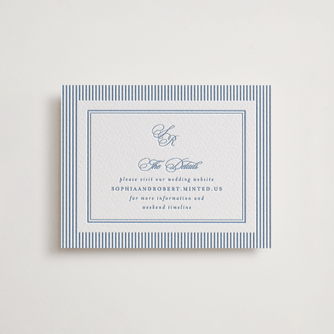 "Posh" - Letterpress Direction Cards in Provincial Blue by Creo Study - Front