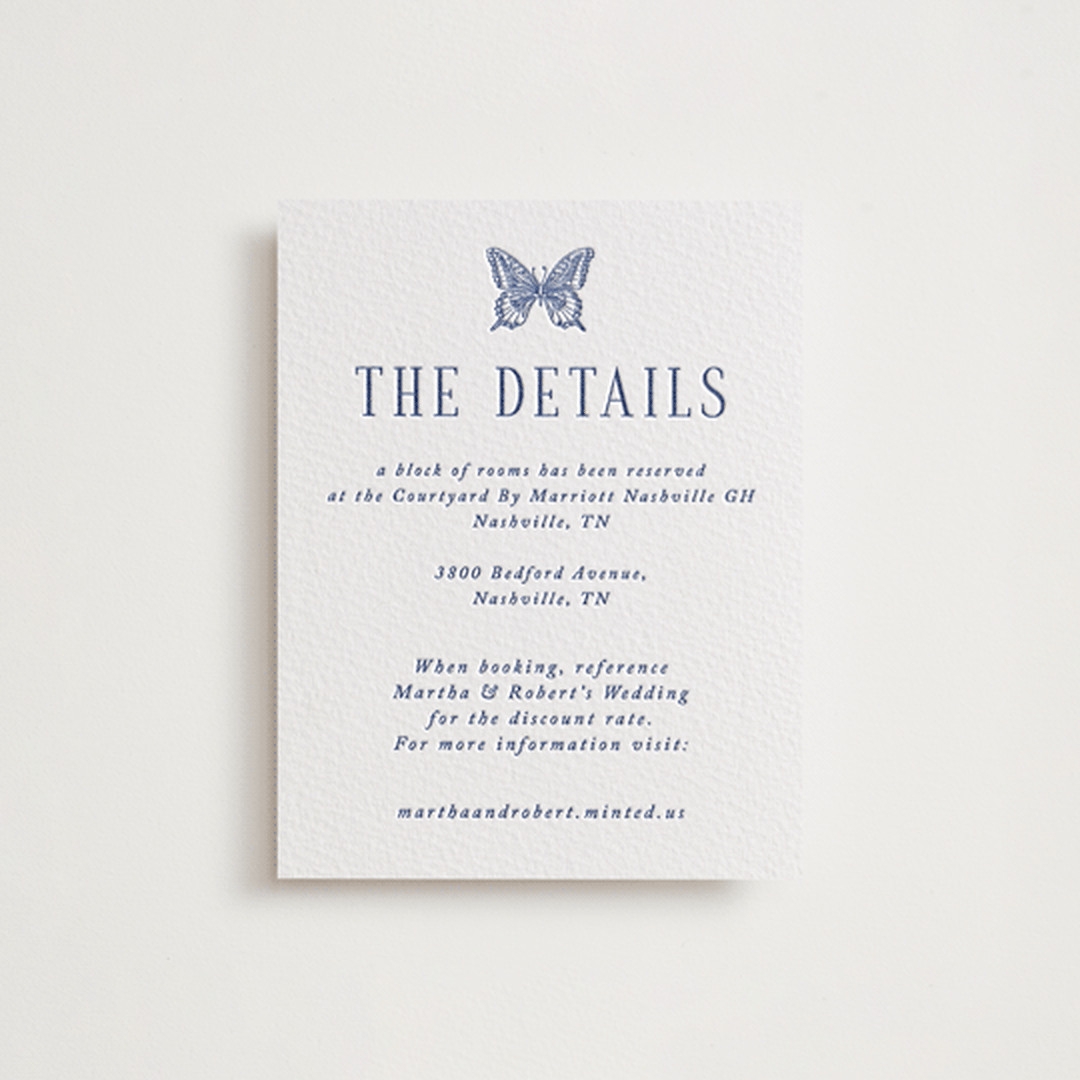 "Botanical Dream" - Letterpress Direction Cards in Lapis by Sherley Ferreira - Front