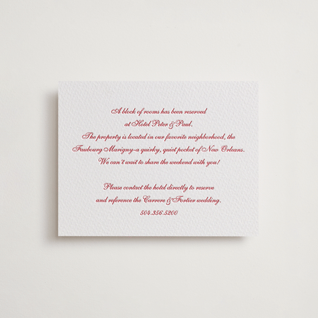 "Larkin" - Letterpress Direction Cards in Scarlet by Megan Davis - Front