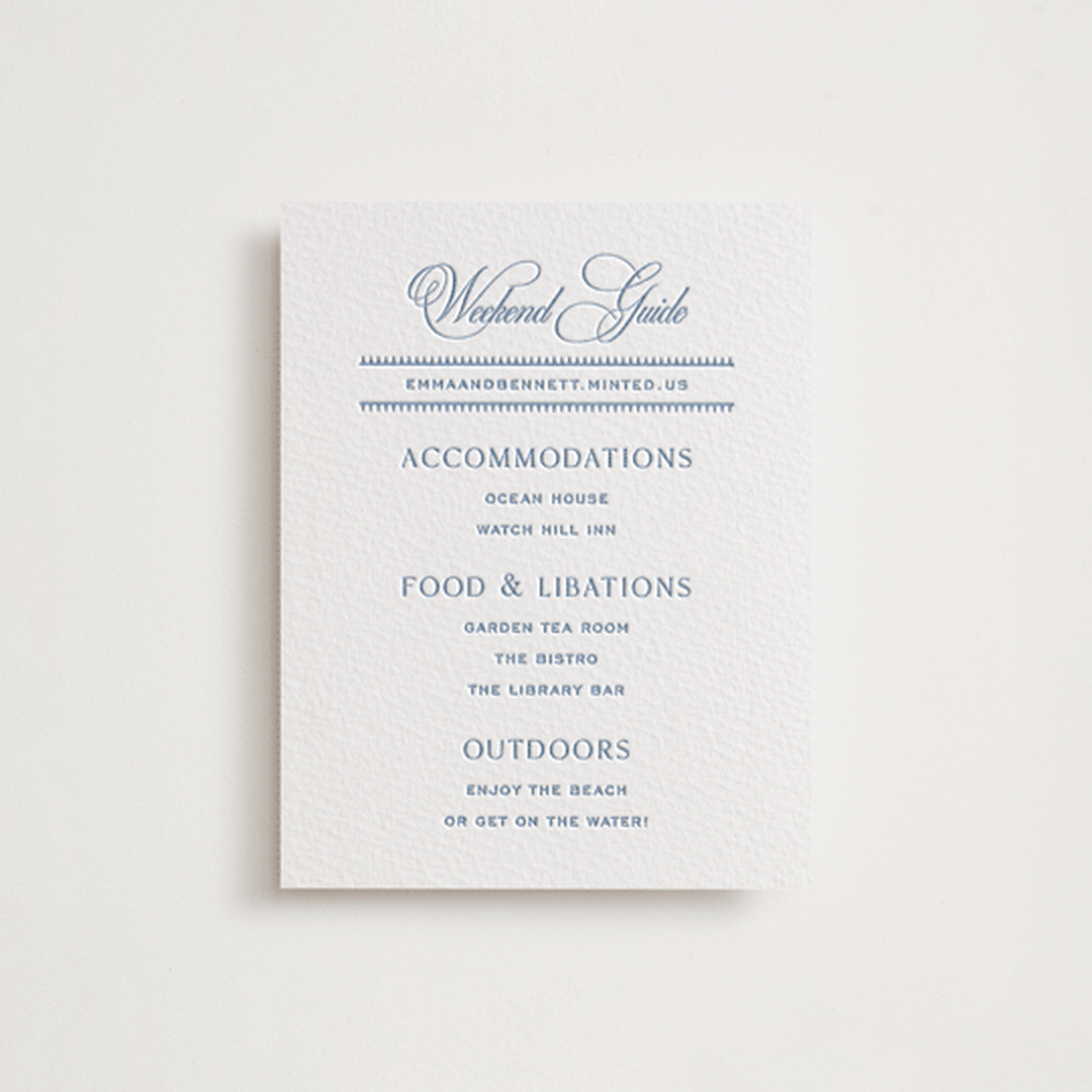 "Maison" - Letterpress Direction Cards in Provincial Blue by Megan Davis - Front