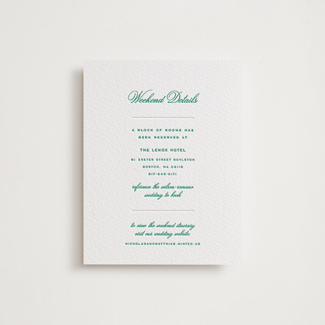 "Keepsake" - Letterpress Direction Cards in Shamrock by Blustery August - Front