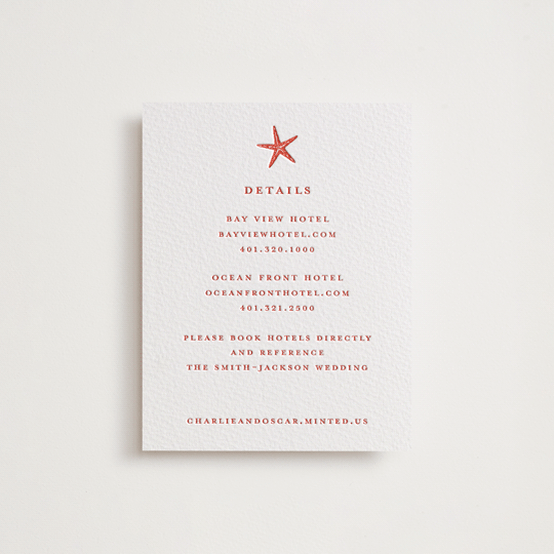 "lobster" - Letterpress Direction Cards in Neon Orange by Pippa Shaw - Front