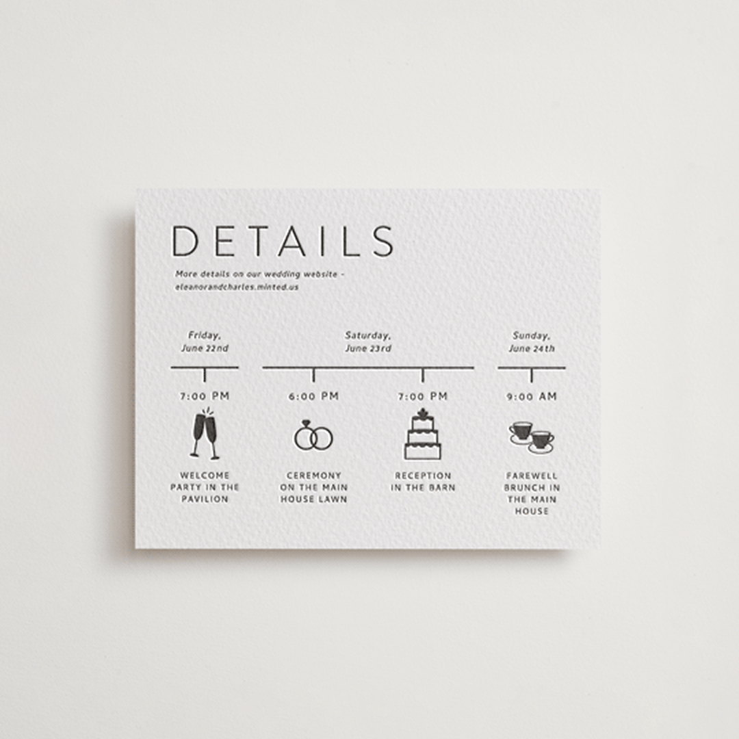 "Kismet" - Letterpress Direction Cards in Soft Black by Alston Foster - Front