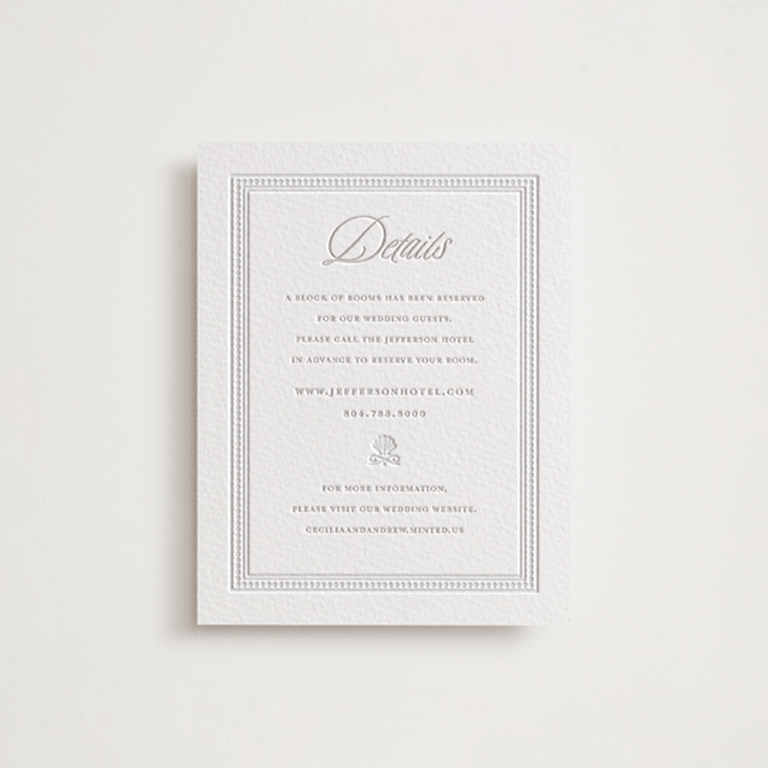 "Shell Border" - Letterpress Direction Cards in Dove Grey by Vera Lim - Front