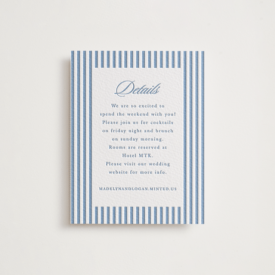 "Catamaran" - Letterpress Direction Cards in Provincial Blue by Morgan Kendall - Front