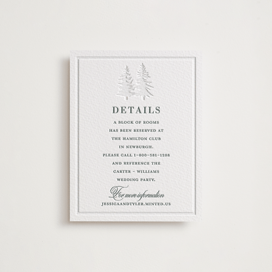 "Evergreen" - Letterpress Direction Cards in Stone by Teju Reval - Front