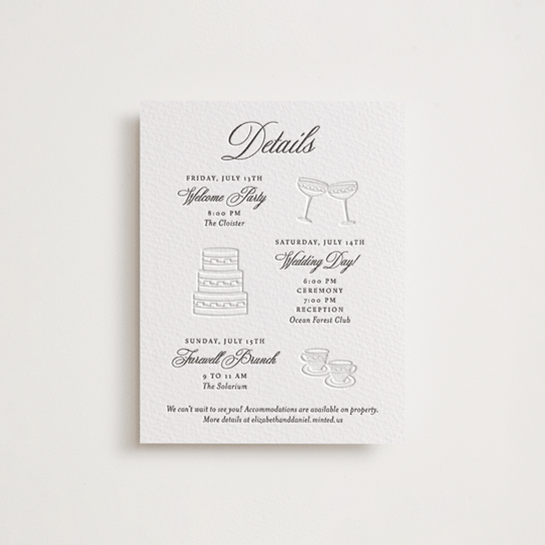 "Infinite" - Letterpress Direction Cards in Soft Black by Alston Foster - Front