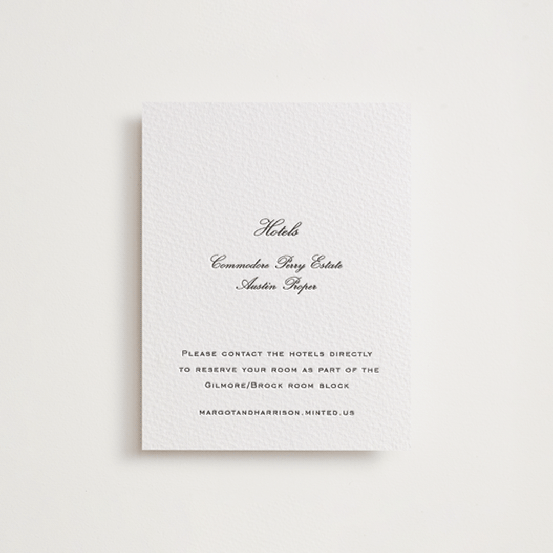 "Cornelia" - Letterpress Direction Cards in Soft Black by Megan Davis - Front