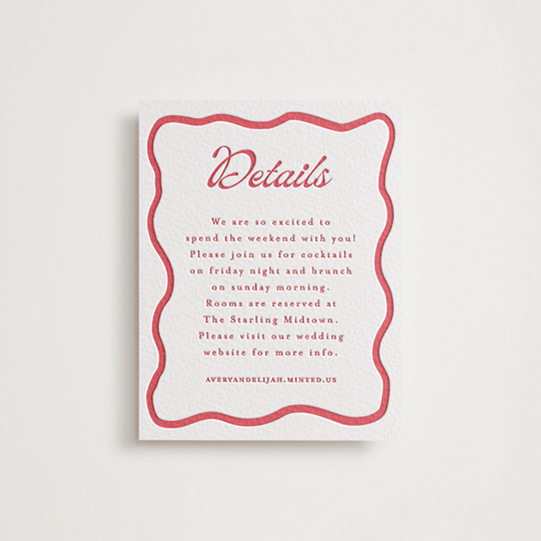 "Prep School" - Letterpress Direction Cards in Scarlet by Morgan Kendall - Front