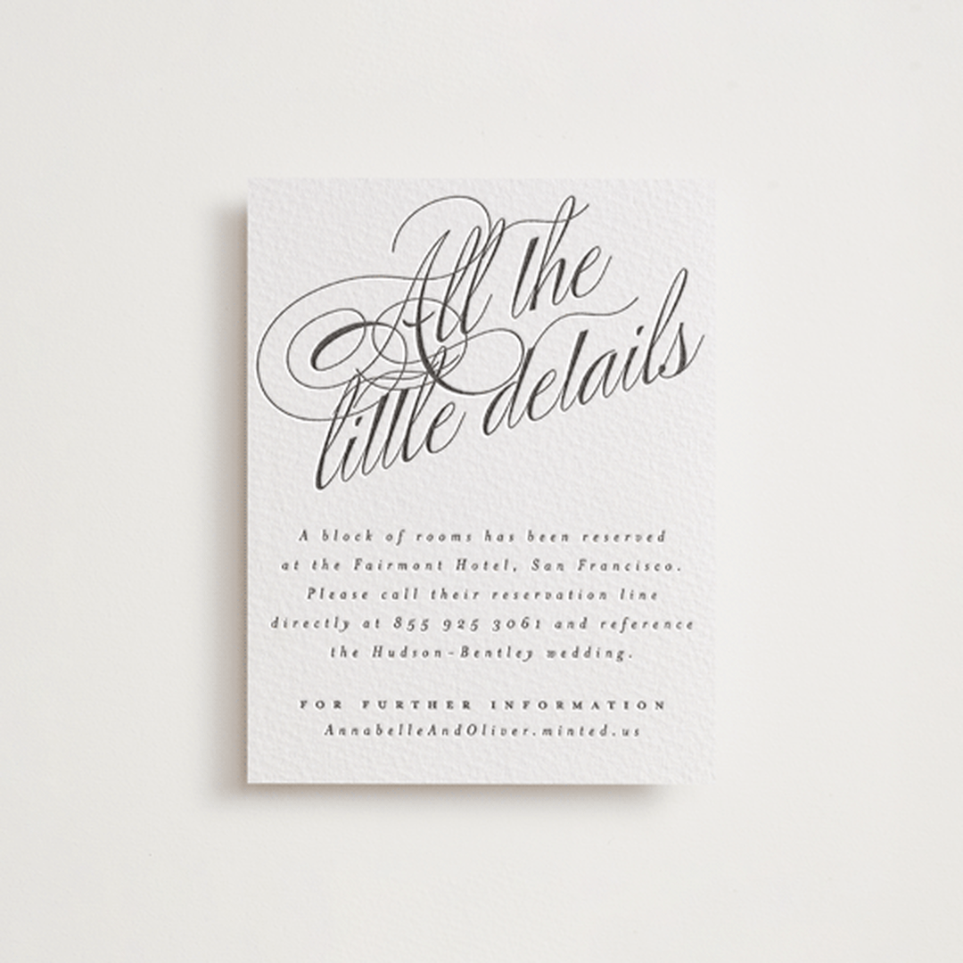 "Forever" - Letterpress Direction Cards in Soft Black by Hudson meet Rose - Front