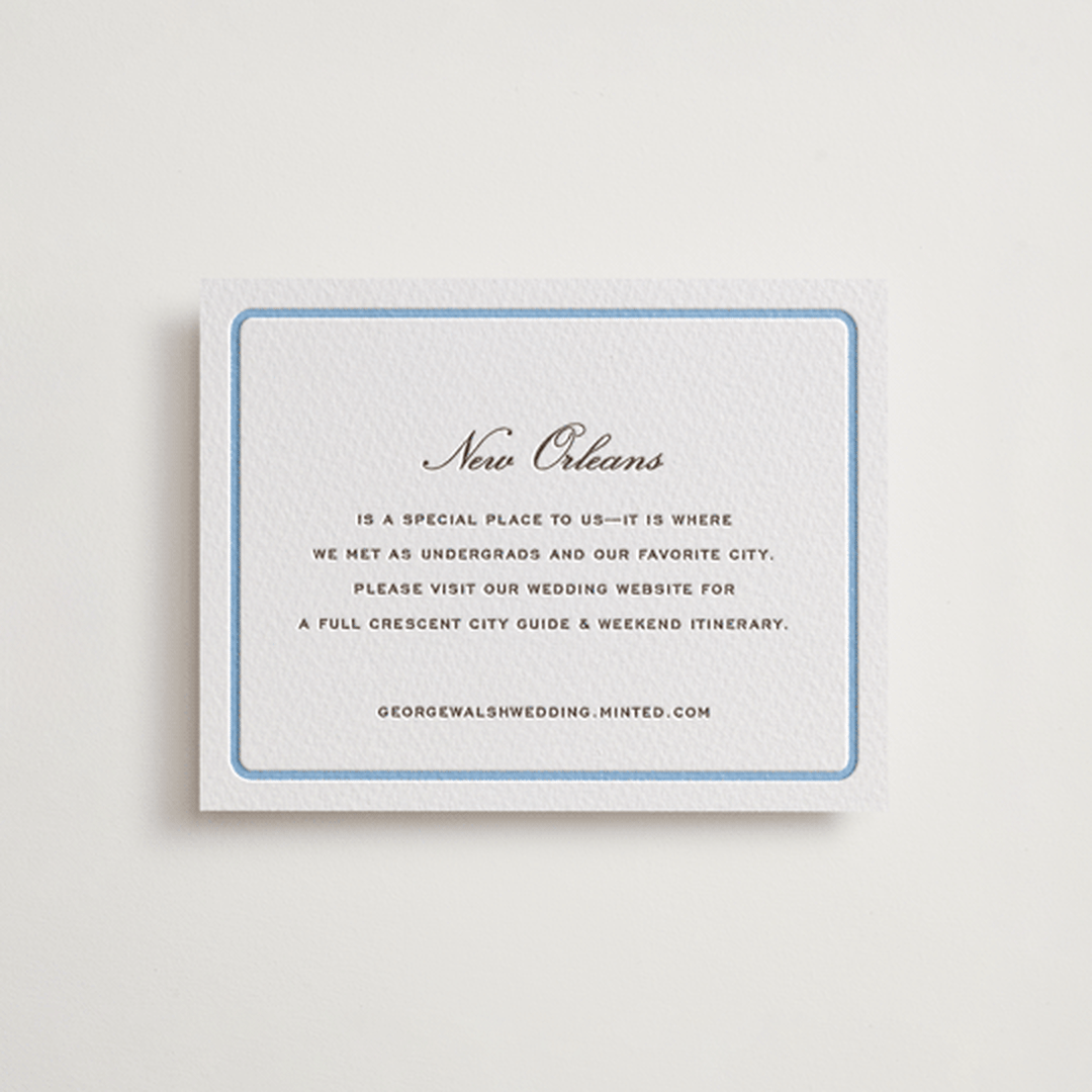 "Aperitif" - Letterpress Direction Cards in Sky Blue by Megan Davis - Front