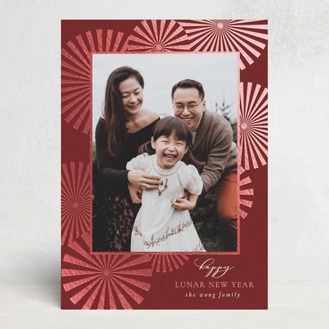 "Lunar Burst" - Lunar New Year Cards in Cherry by Monika Torun - Front