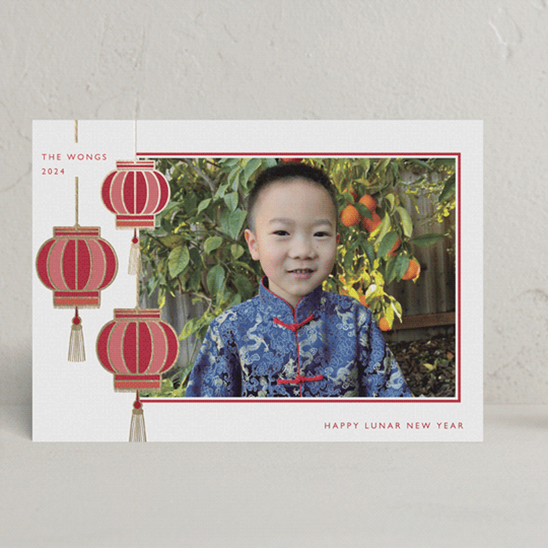 "goodluck lanterns" - Lunar New Year Cards in Moon by Sejal Banker - Front