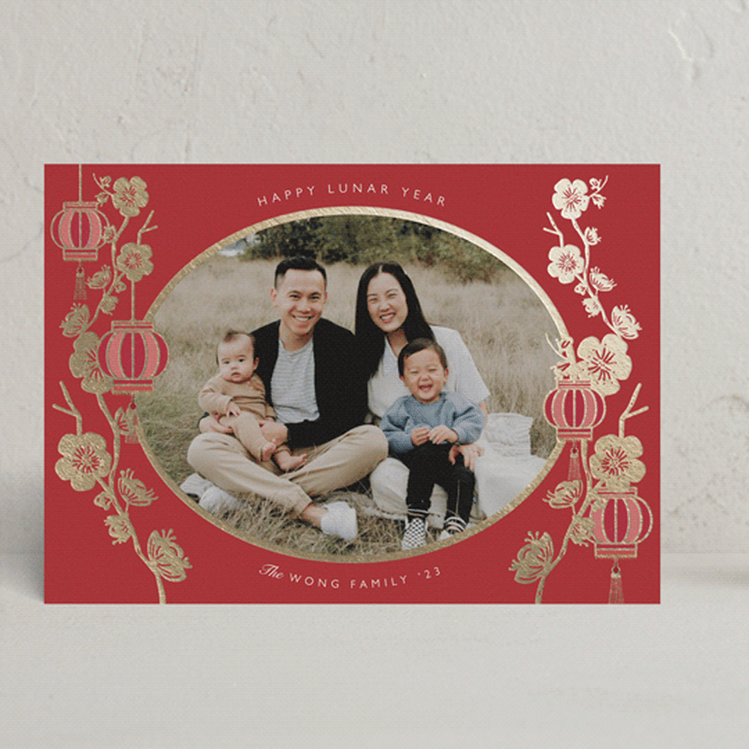 "Traditions" - Lunar New Year Cards in Ruby by Sejal Banker - Front