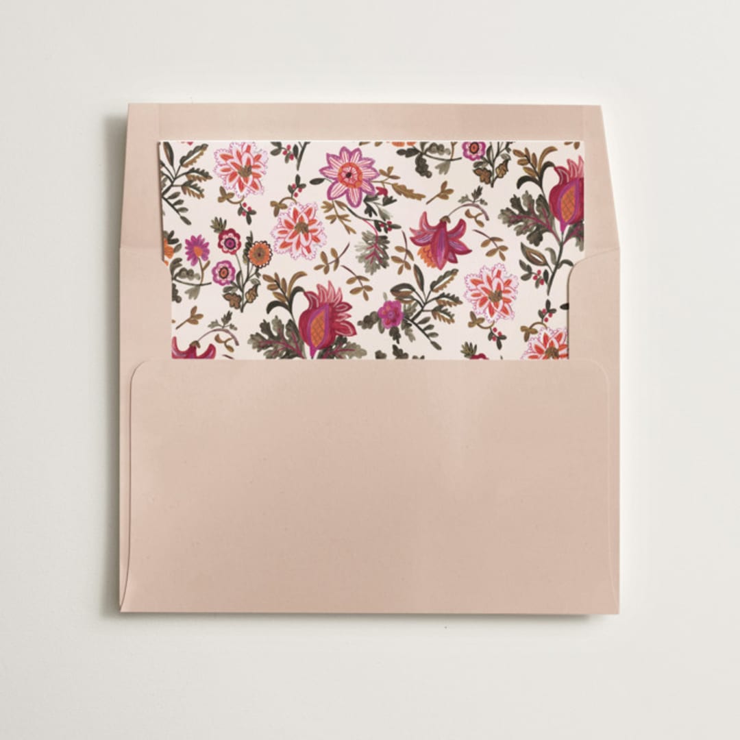 "Indian floral chintz lush" - Slip-In Envelope Liners in Ivory by Caroline Bonne Muller - Liner in envelope