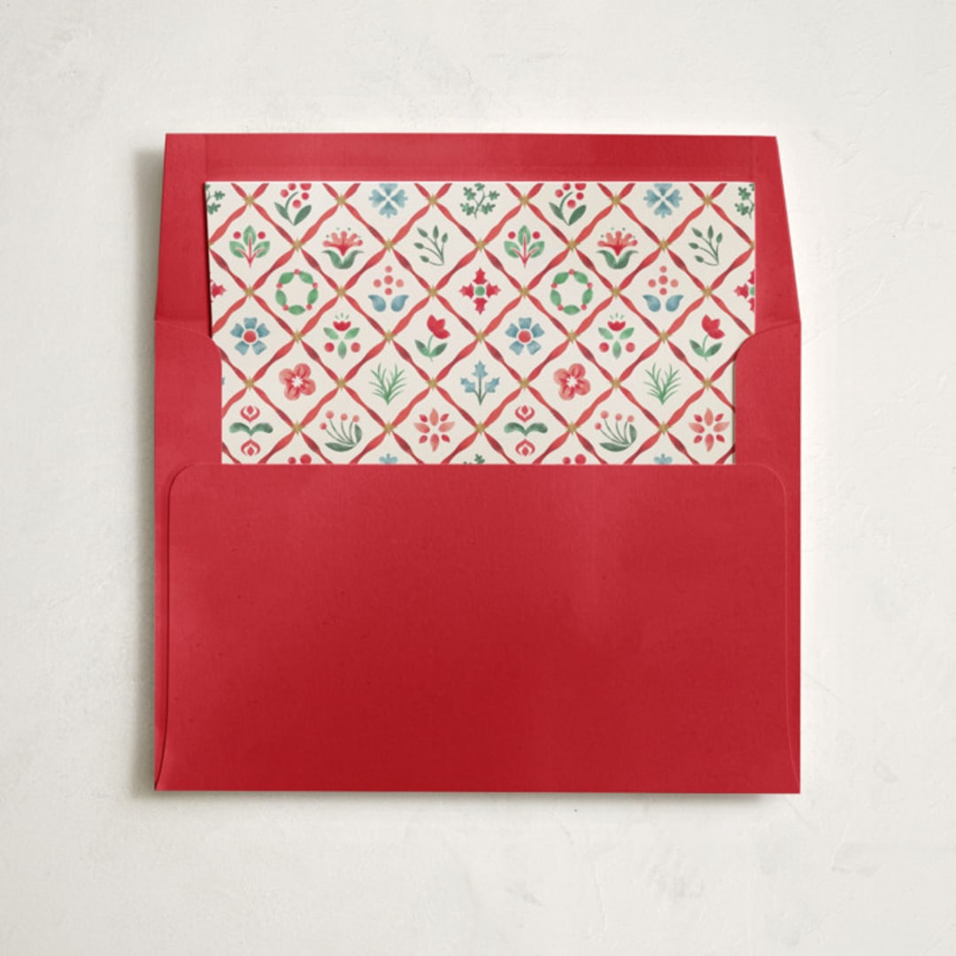 "Patchwork Christmas" - Slip-In Envelope Liners in Crimson by Paper Sun Studio - Liner in envelope
