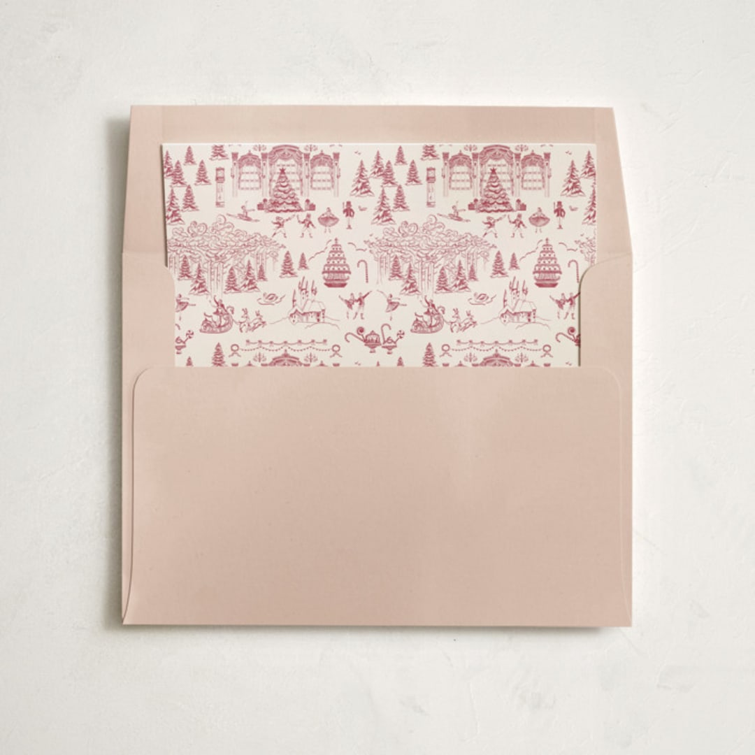 "Nutcracker Toile" - Slip-In Envelope Liners in Berry by Teju Reval - Liner in envelope