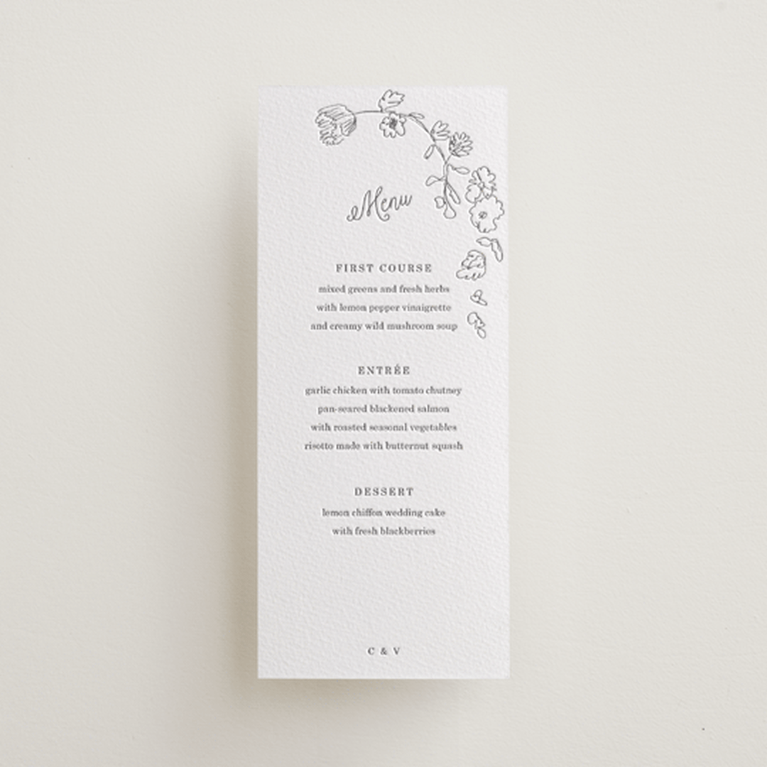 "Note" - Letterpress Menus in Gravel by Baumbirdy - Front