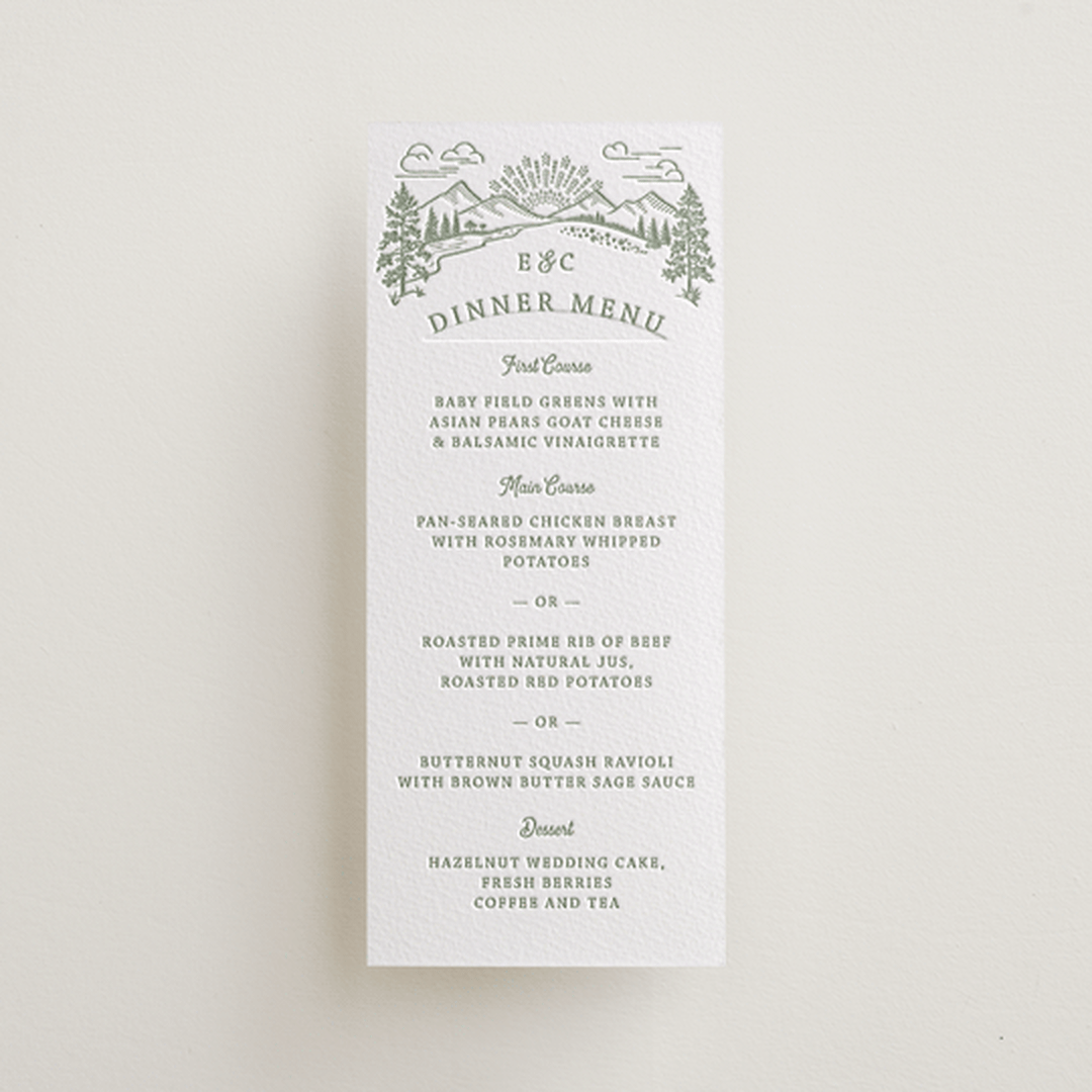 "On The Horizon" - Letterpress Menus in Mint by Paper Sun Studio - Front